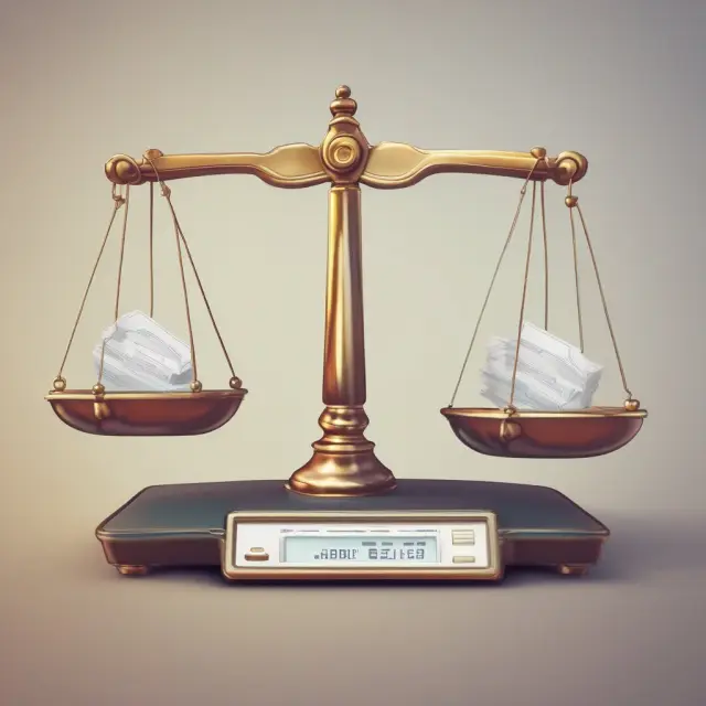 Automated bank reconciliation software and manual records compared on a balance scale to illustrate the simplified accounting process.
