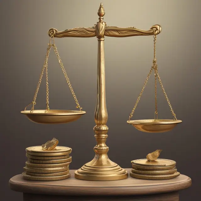 Golden scales balance coins with open ledgers, representing the process of maintaining accurate financial records through bank reconciliations