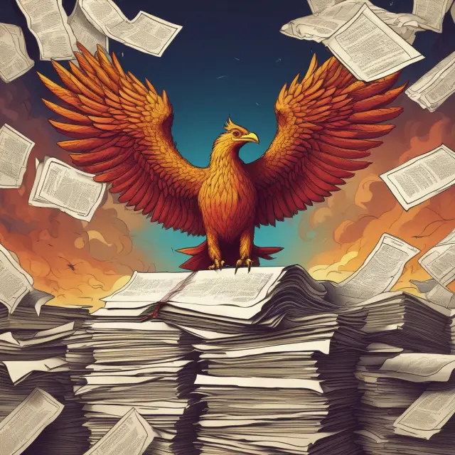 Federal Deposit Insurance Corporation (FDIC) logo with a phoenix rising from financial documents, illustrating the prevention of bank runs.