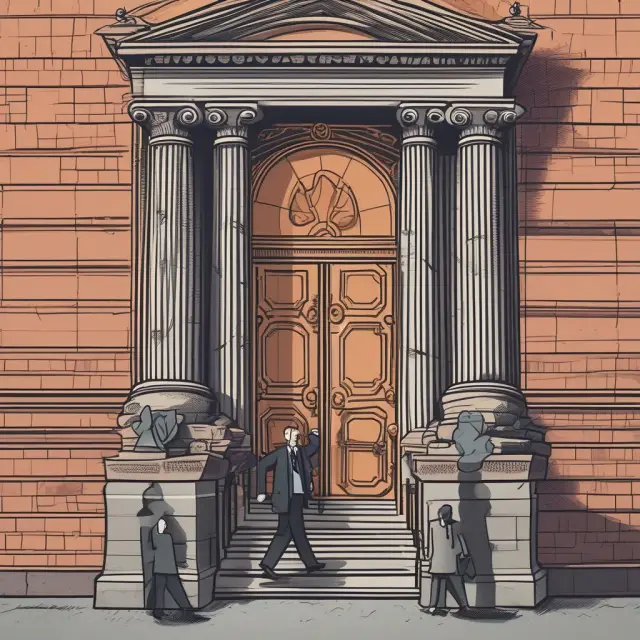 Regulators weaving a safety net to prevent contagion in a chaotic bank run scene, with emergency funding, consolidation, and government bailouts illustrated