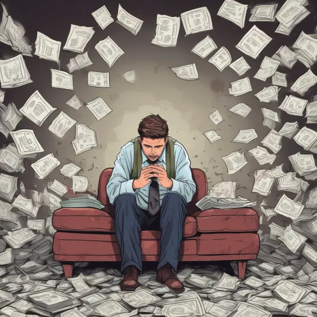 Man weighing credit report vs. surrendered assets during bankruptcy process.