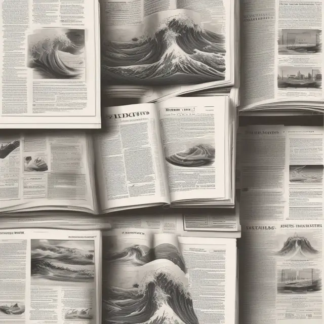 A digital wave envelopes printed newspaper and magazine ads, signifying the shift from traditional to digital banner advertising