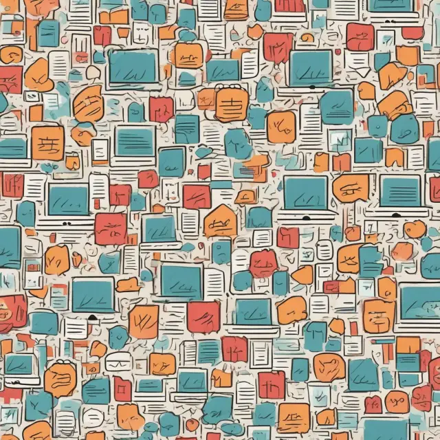 An image of a vibrant, bustling marketplace with publishers selling ad space to advertisers via an ad network, showcasing the role of real-time bidding (RTB) in modern online advertising