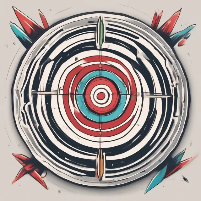 Bullseye banner ad with arrows symbolizing keyword targeting, interest-based targeting, demographic targeting, contextual targeting, behavioral targeting, and retargeting strategies
