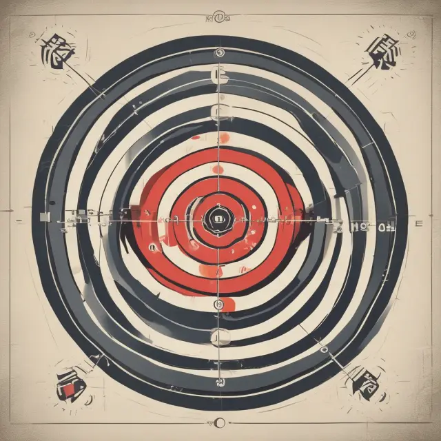 A bullseye target symbolizing successful banner campaigns. Arrows hit high conversion rates and engagement rates, with viewable ad impressions surrounding the target