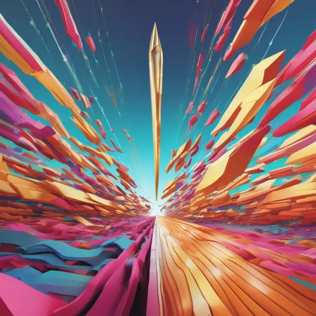 An arrow penetrating various banner ads in a digital landscape, symbolizing targeting and engagement in online advertising