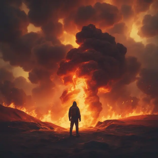 Person facing baptism by fire, symbolizing personal growth through challenges