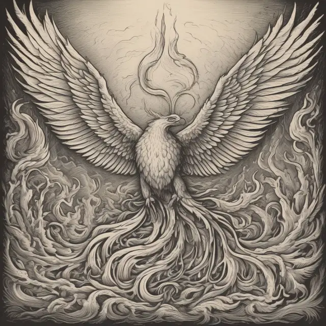 Image of a phoenix surrounded by dark flames representing challenges and trials during a baptism by fire
