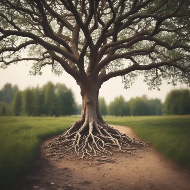 An intricately rooted tree illustrating the relationship between a settlor and beneficiary in bare trusts, emphasizing inheritance tax considerations