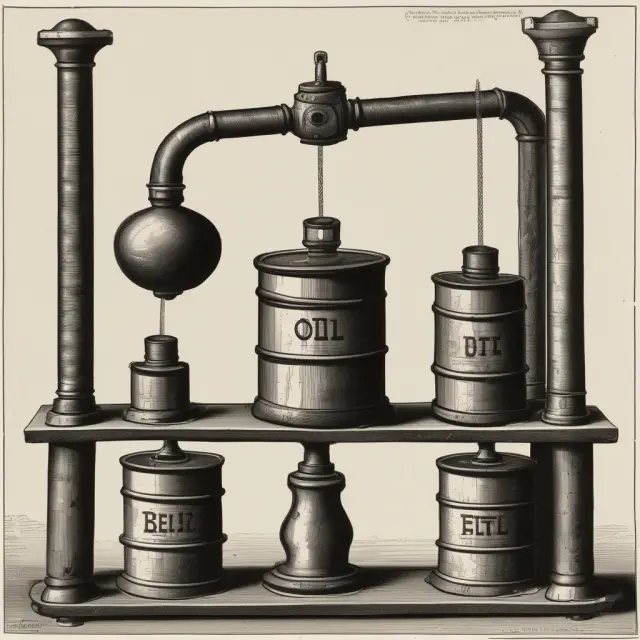 A balance with barrels of oil on one side and cubic feet of natural gas on the other, representing the energy content parity in Barrels of Oil Equivalent (BOE)