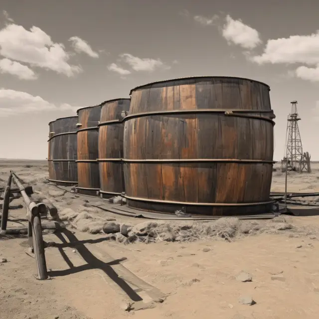 Barrels of oil connecting to gas cylinders, symbolizing the interlink between oil and gas industries through BOEs for financial analysis