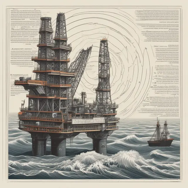 Oil rig floating amidst regulatory challenges in the sea