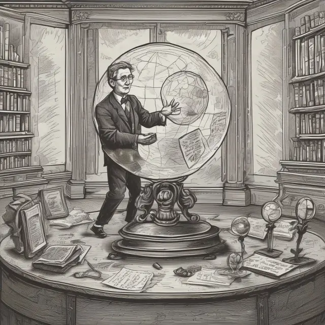 Central banker examining economic indicators with crystal ball showing multiple base years to understand the impact of base effect on monetary policy.