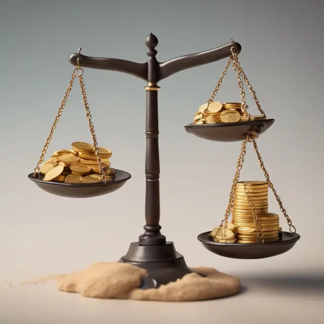 Federal labor scales balance gold coins representing salaries and hourglass sand signifying hours worked, illustrating Fair Labor Standards Act