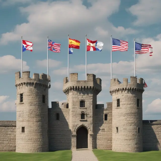 A stone castle with flags symbolizing military ranks, establishing a solid foundation for compensation
