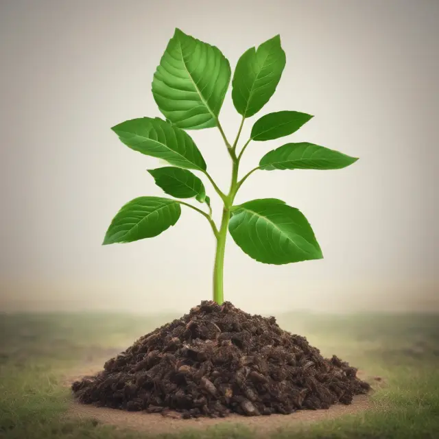 A seedling growing from a base year with sales figures, symbolizing financial growth rate calculation using a starting point for analysis