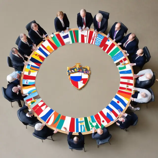 The Basel Committee on Banking Supervision (BCBS) members creating the Basel Accords, symbolizing international cooperation and financial stability