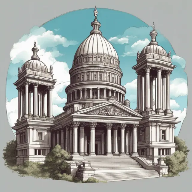 A three-pillared temple symbolizing Basel II