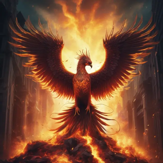 A Phoenix rising from flames represents Basel III