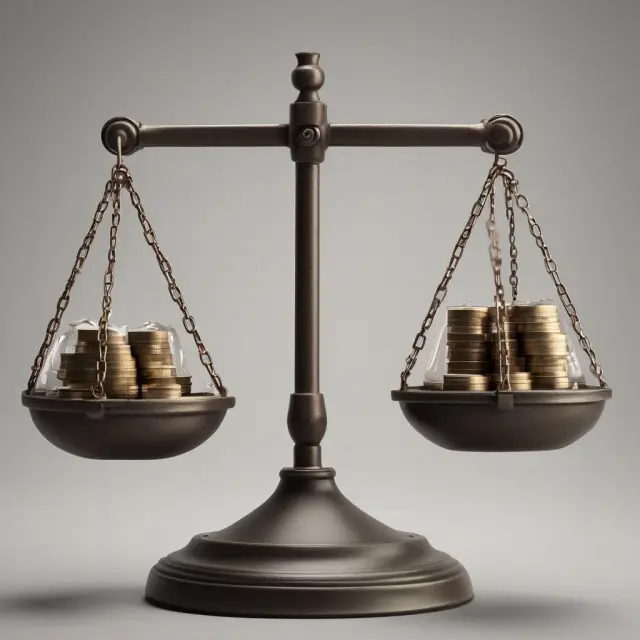Banks weighing assets based on risk, with melting assets symbolizing high-risk investments