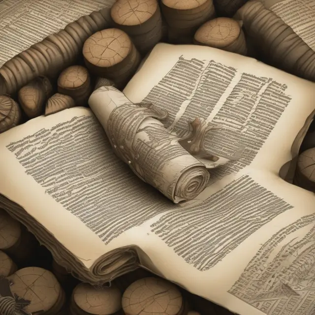 An ancient scroll revealing Basel I regulations, gradually unfurling to show the emergence and expansion of Basel II