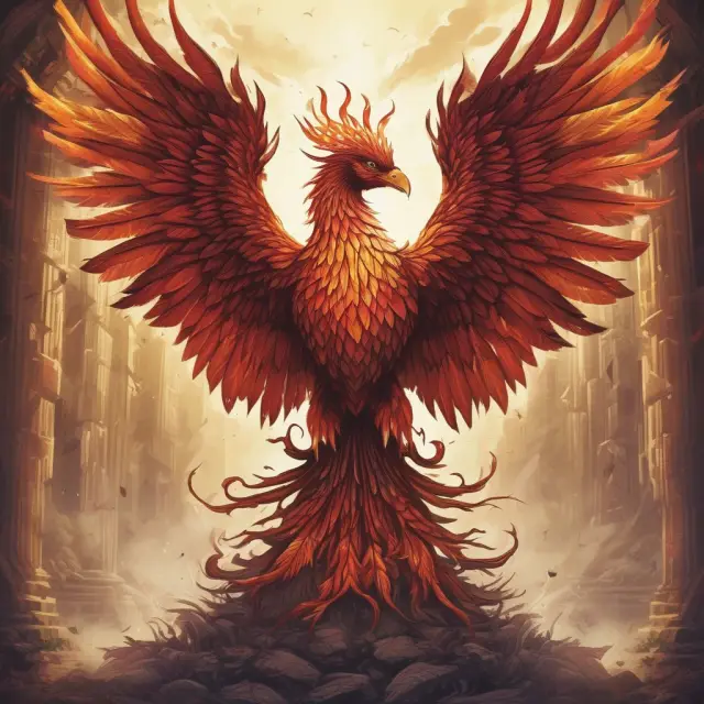 A phoenix emerging from flames, representing Basel III