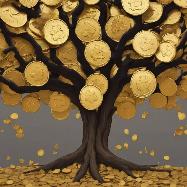 Golden coins representing Earnings Per Share (EPS) cascading from a tree to illustrate its impact on stock prices and investor sentiment