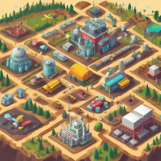 An ecosystem flourishing with companies representing mining, chemical products, forestry, and energy sources branches intertwined, symbolizing the foundational importance of these industries