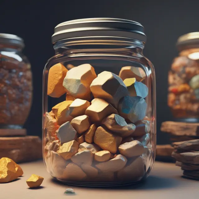 A jar overflowing with various raw materials represents the abundant investment opportunities within the basic materials sector