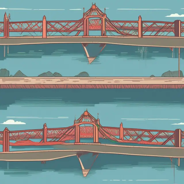 Bridge symbolizes connection between two interest rates, with one basis point as the foundation. Visual metaphor for understanding the origin and significance of basis points in finance.