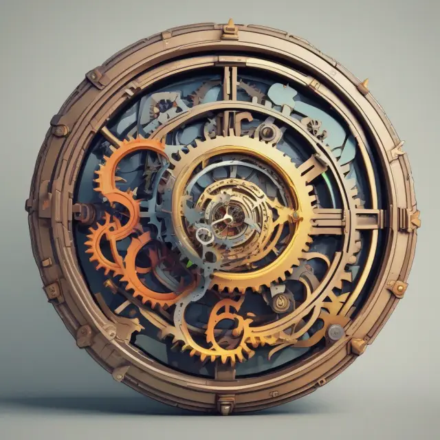 Clockface gears symbolizing commodities, currencies, bonds, and equities, subtly rotating with their respective basis risks
