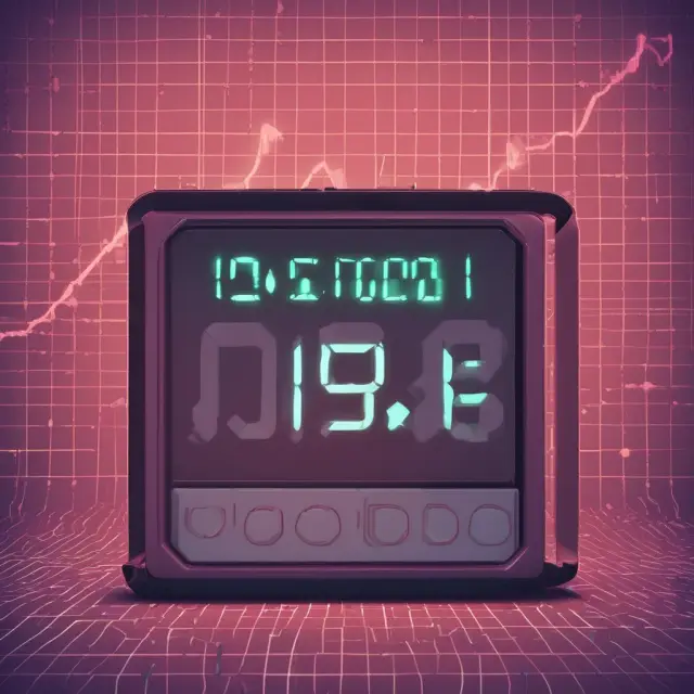 Digital clock displaying CPI graph instead of hour and minute hands.