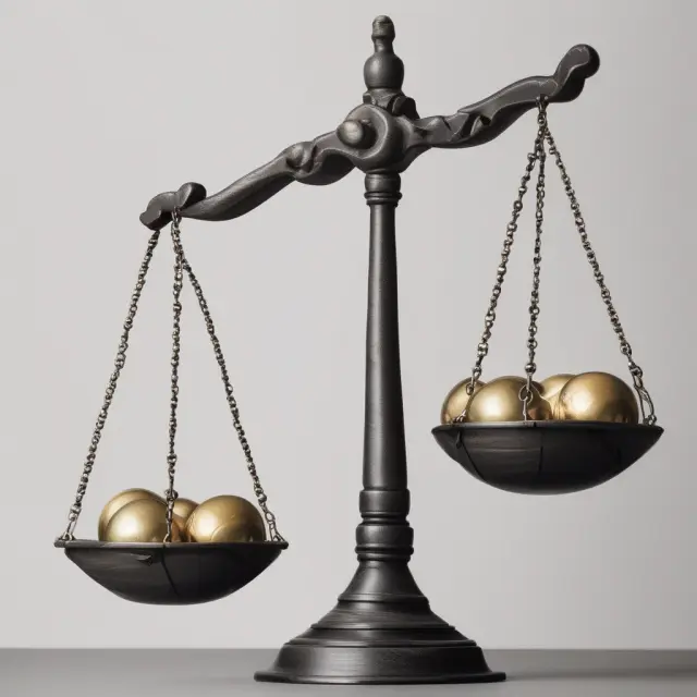 Balanced scale representing a custom basket trade, with securities acting as weights and objectives as pendulums
