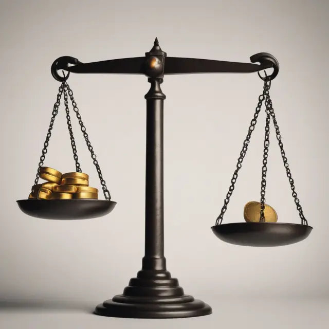 Golden scale balances diverse securities, representing minimum investment and percentage/dollar weighting in basket trades