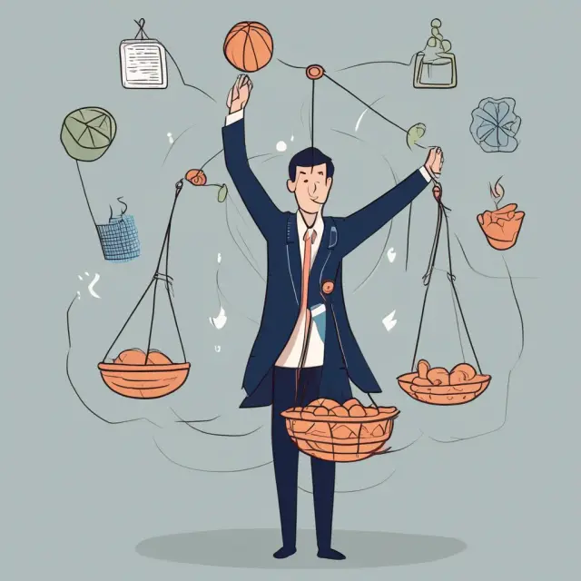 An institutional investor balances various asset classes on a large scale, depicting the concept of basket trades
