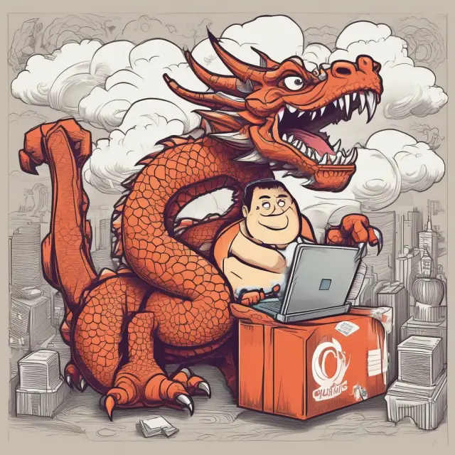 An illustration of Alibaba symbolized as a powerful dragon dominating China