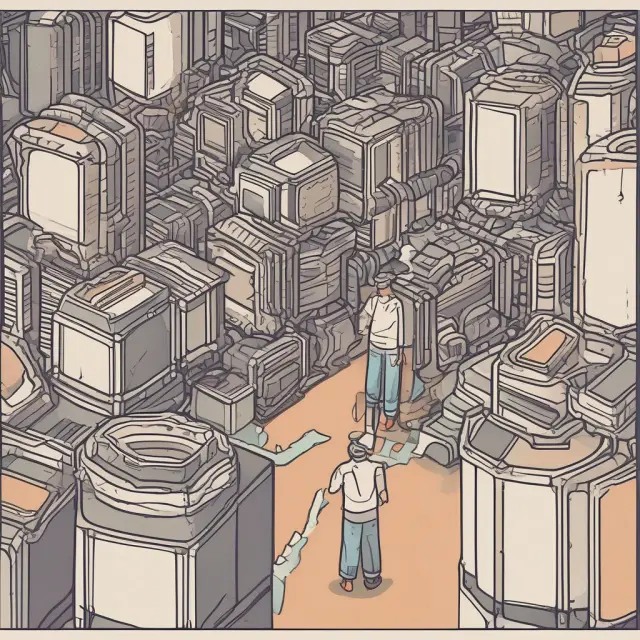 An image of an automated assembly line with transactions flowing like items being processed, symbolizing efficient batch processing