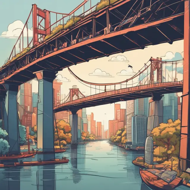 An image of a sturdy bridge connecting investors to small businesses, with BDCs symbolizing the connection point