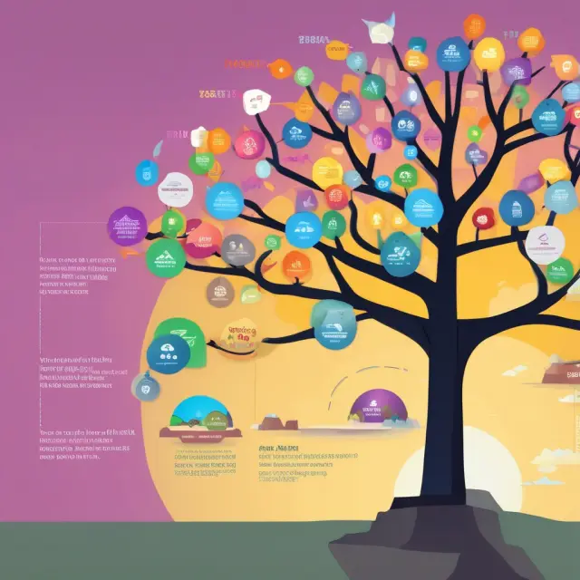 An evolving tree with Beacons symbolizing credit scores, growing on a timeline of financial progress