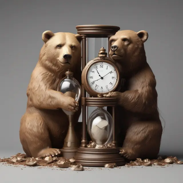 Historical trends of bears and bulls wrestling with the impact of time decay on an hourglass