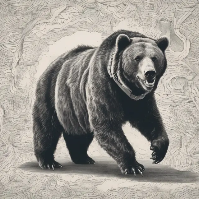 A majestic bull, symbolizing potential profits, balanced on the horns of a bear, representing risk control with a net credit received