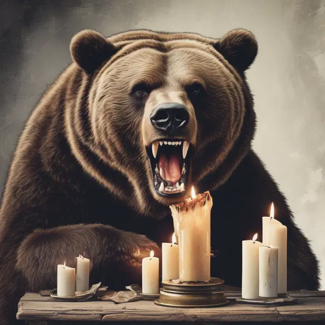 Bear devours bullish candle, emphasizing bearish engulfing pattern and potential shift in momentum