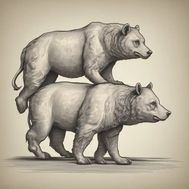 Bearish engulfing pattern: A larger bear swallowing a smaller bullish candle, indicating potential price decline