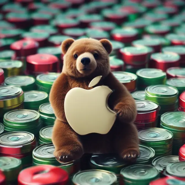 An apple symbolizes the underlying stock, with a put option contract illustrating profit maximization in a bear put spread strategy.