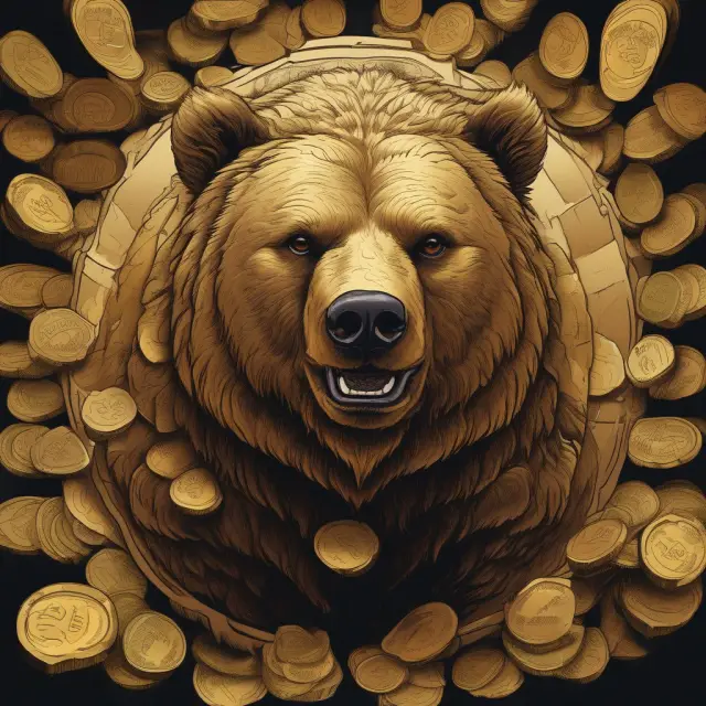 Golden scales with a bear paw balancing net costs against the lower strike price in a bear put spread strategy.