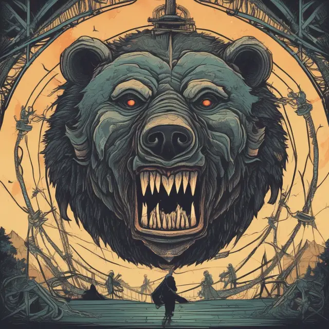 An image depicting a bear trap as a rollercoaster ride with fear and hope handles representing the emotional journey of traders encountering market volatility