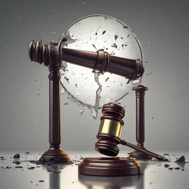 A critic holding a gavel breaks a mirror, revealing the complex, fragmented nature of behavioral economics and its challenges.