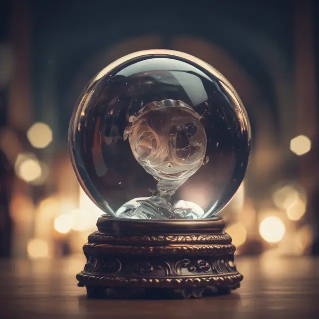 Crystal ball depicting emotional swirls influencing a volatile financial market