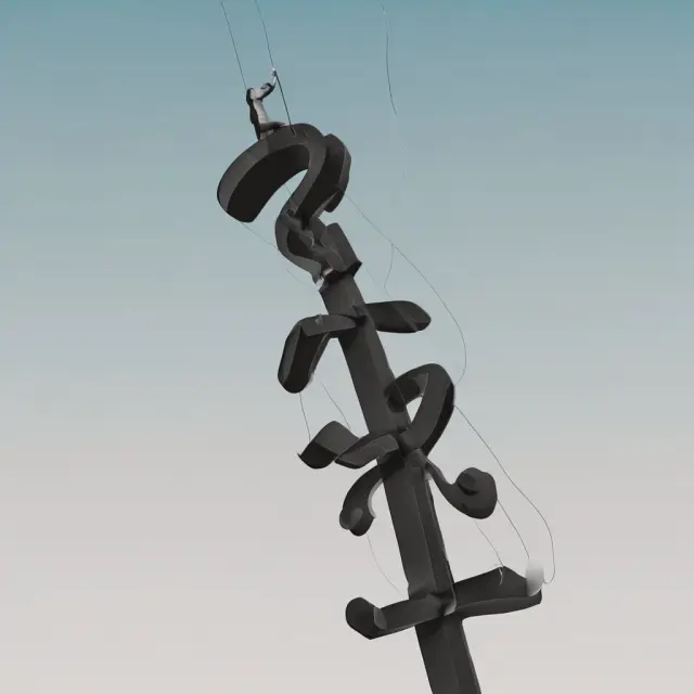 An illustration of question marks playfully dancing on a seesaw, symbolizing frequently asked questions in the realm of behavioral economics.