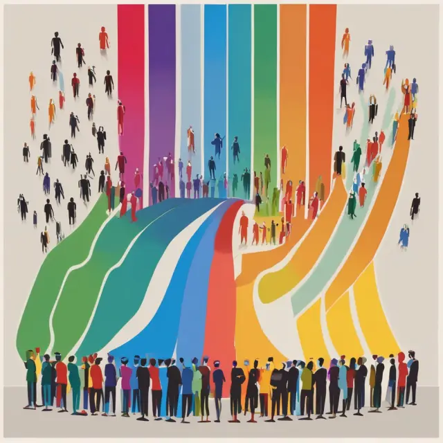 Bell curve with employees distributed according to performance levels, demonstrating diversity in a team.